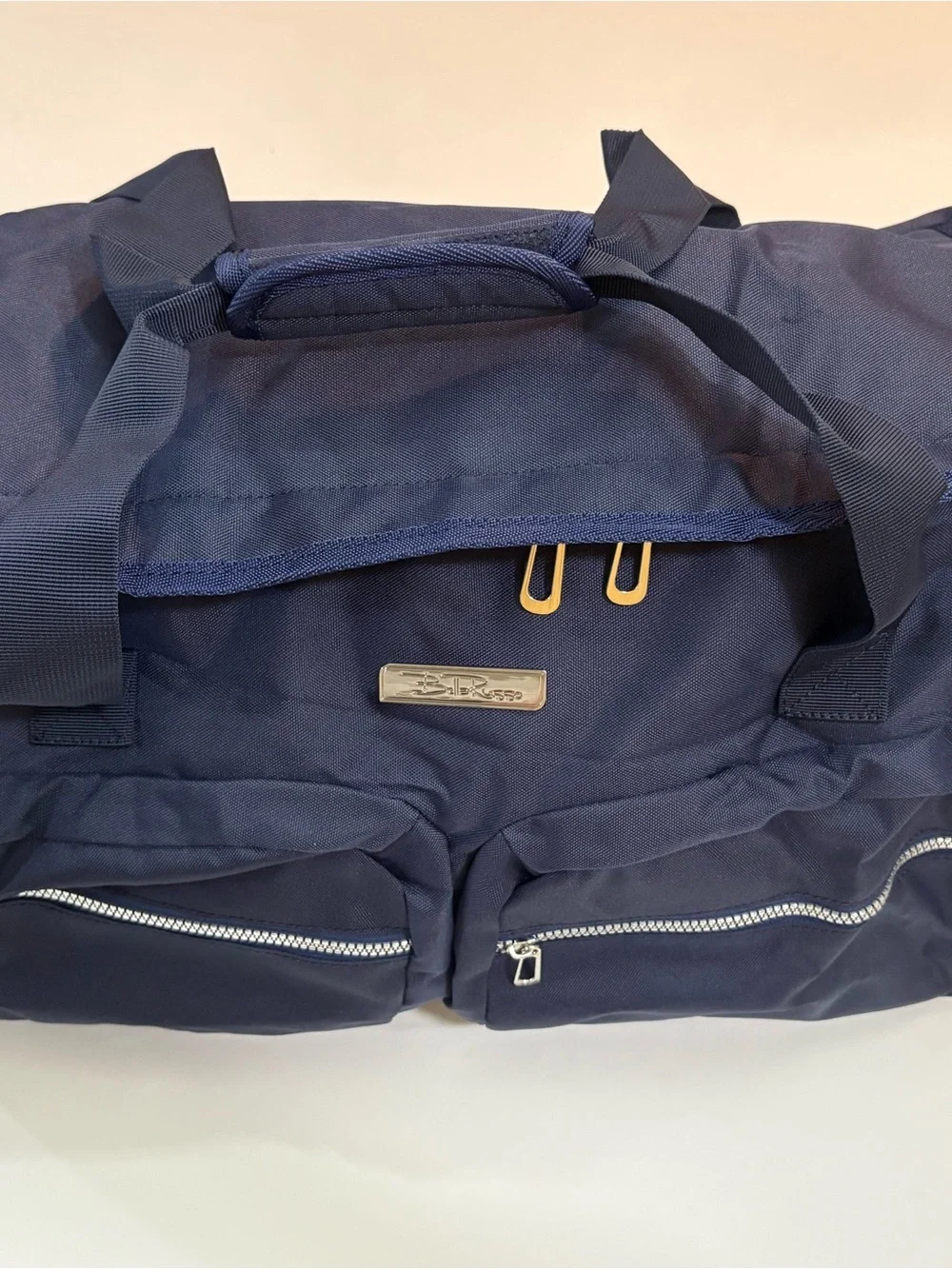 Bella Russo Navy Travel Duffel Bag with Front Pockets | 20”